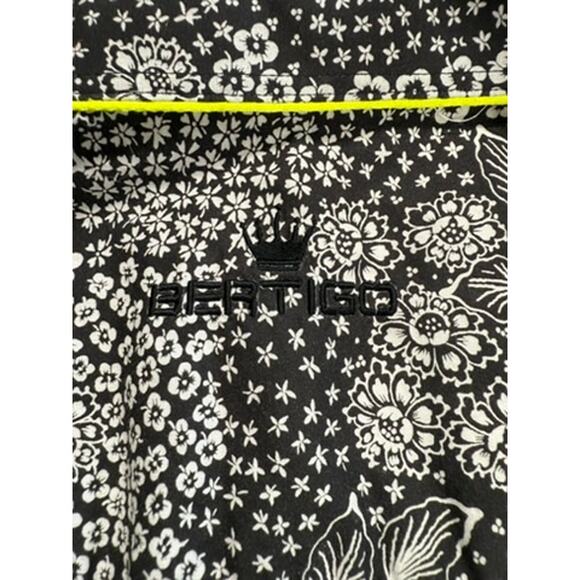 "BERTIGO" Cotton/Spandex Button Down Dress Shirt SZ 3X Blk & Wht Floral Metro - Picture 4 of 11